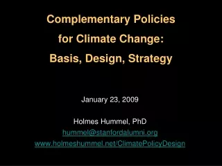 January 23, 2009 Holmes Hummel, PhD hummel@stanfordalumni