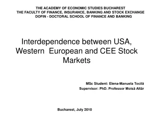 Interdependence between USA, Western  European and CEE Stock Markets