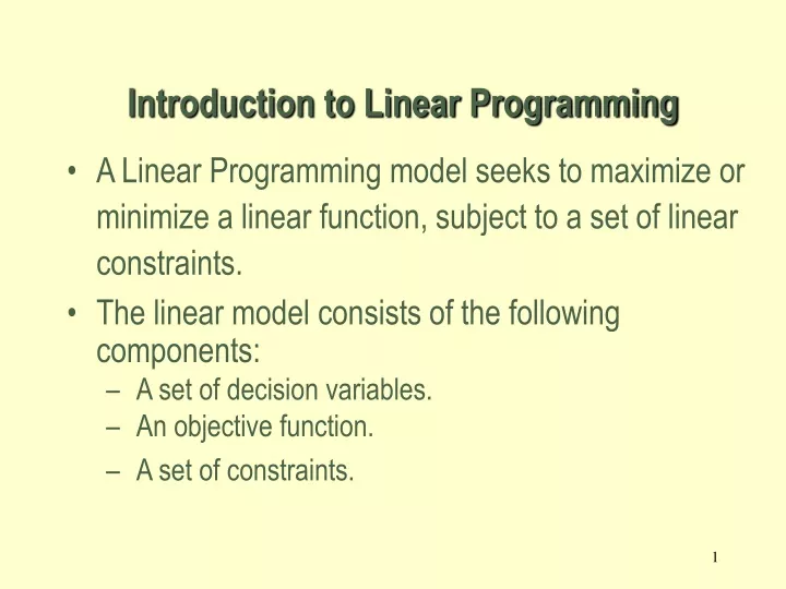 introduction to linear programming