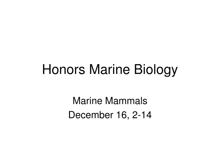 honors marine biology