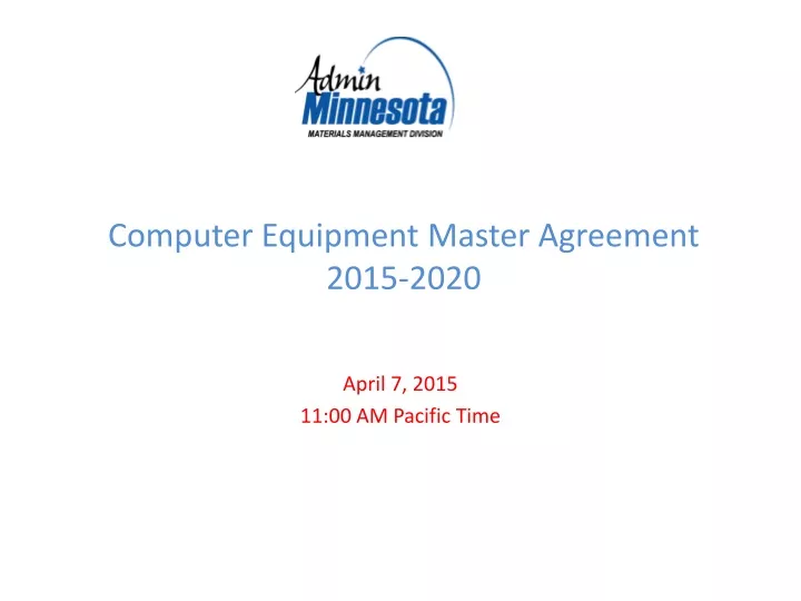 computer equipment master agreement 2015 2020