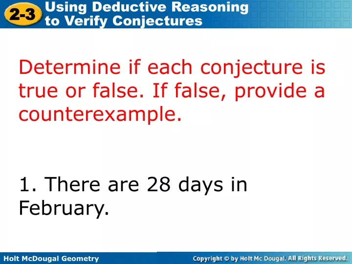 determine if each conjecture is true or false