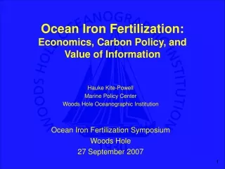 Ocean Iron Fertilization: Economics, Carbon Policy, and  Value of Information