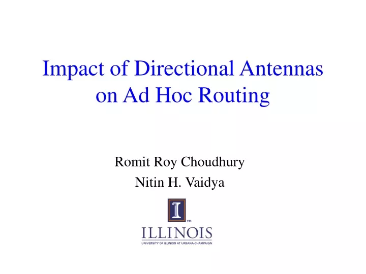 impact of directional antennas on ad hoc routing
