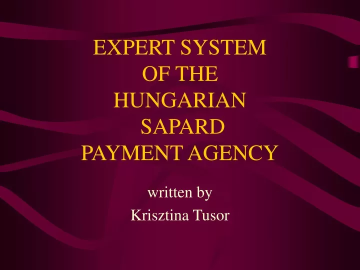 expert system of the hungarian sapard payment agency