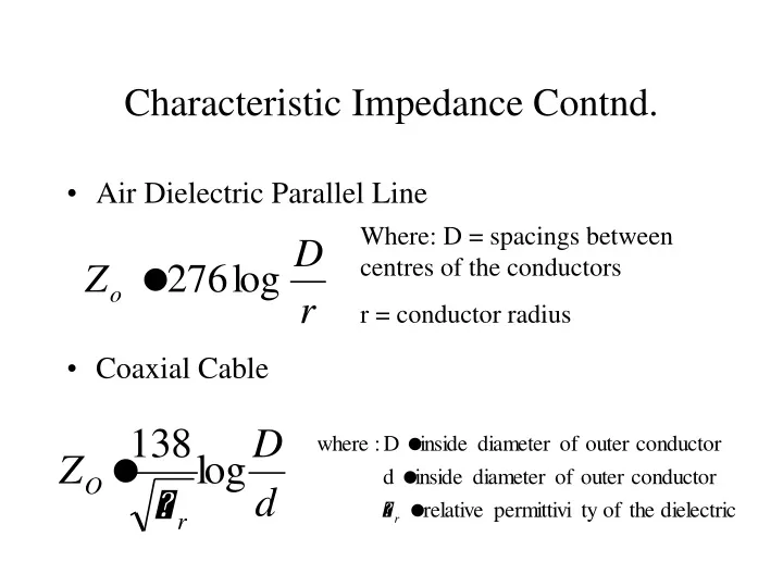 characteristic impedance contnd