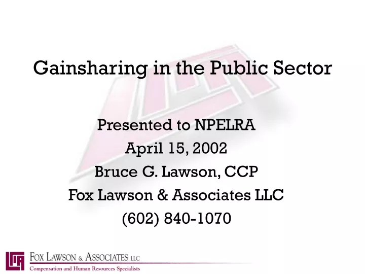 gainsharing in the public sector