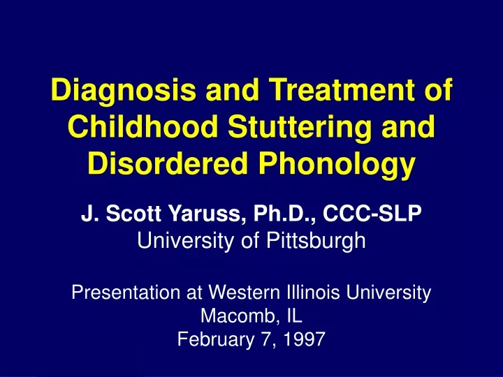 diagnosis and treatment of childhood stuttering