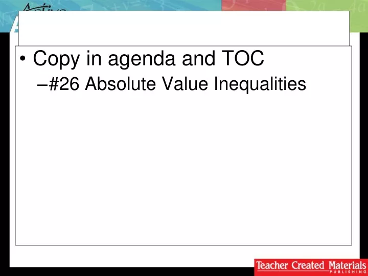 copy in agenda and toc 26 absolute value