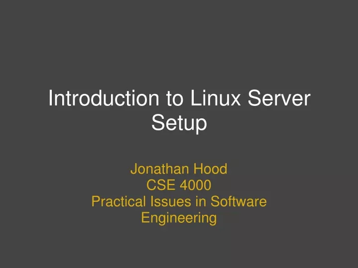 introduction to linux server setup