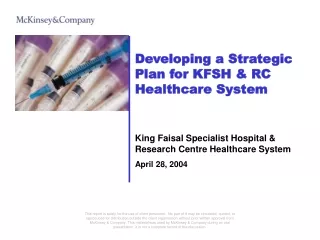 Developing a Strategic Plan for KFSH &amp; RC Healthcare System