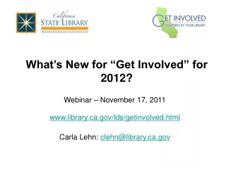 What’s New for “Get Involved” for 2012?