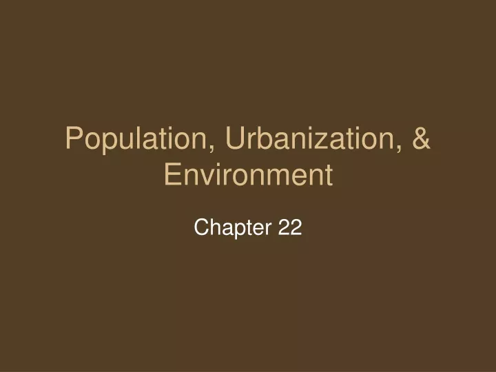 population urbanization environment