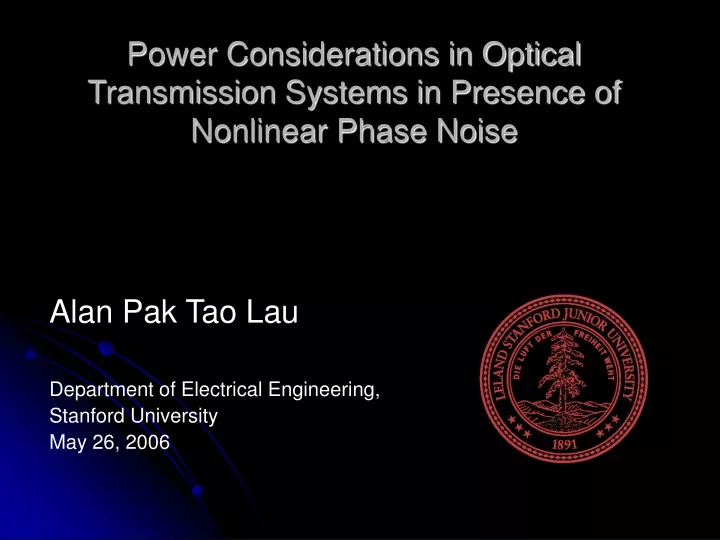 power considerations in optical transmission systems in presence of nonlinear phase noise