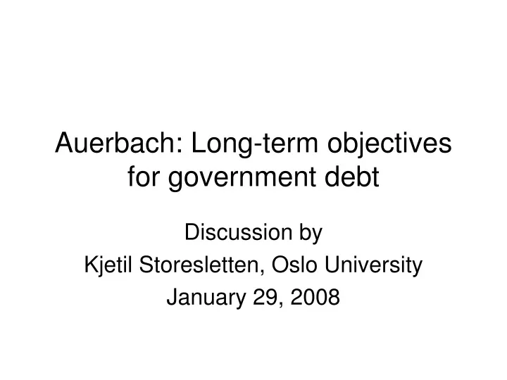 auerbach long term objectives for government debt