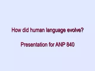 How did human language evolve?