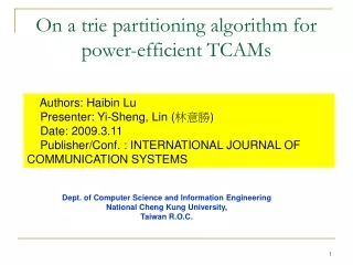 On a trie partitioning algorithm for power-efficient TCAMs