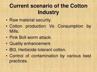Current scenario of the Cotton Industry