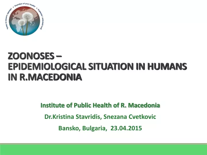 zoonoses epidemiological situation in humans in r macedonia