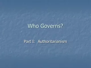 Who Governs?