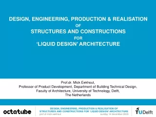 DESIGN, ENGINEERING, PRODUCTION &amp; REALISATION  OF STRUCTURES AND CONSTRUCTIONS  FOR