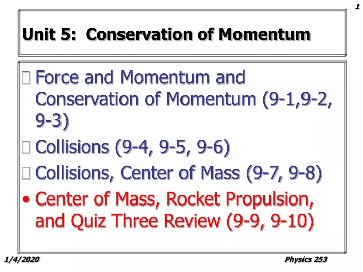 unit 5 conservation of momentum