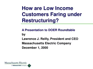 How are Low Income Customers Faring under Restructuring?