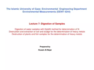 Lecture 7:  Digestion of Samples