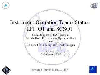 Instrument Operation Teams Status: LFI IOT and SCSOT