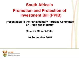 South Africa ’ s  Promotion and Protection of Investment Bill (PPIB)