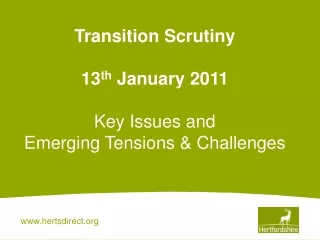 Transition Scrutiny  13 th  January 2011 Key Issues and  Emerging Tensions &amp; Challenges