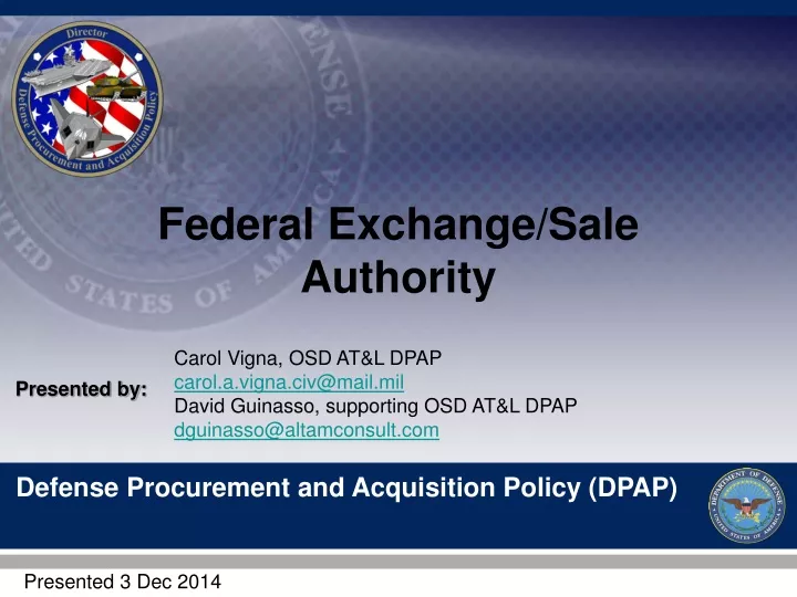 federal exchange sale authority