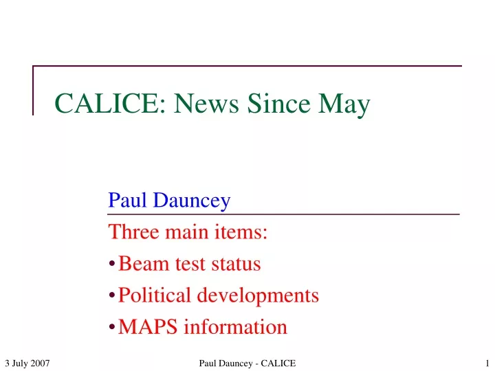 calice news since may