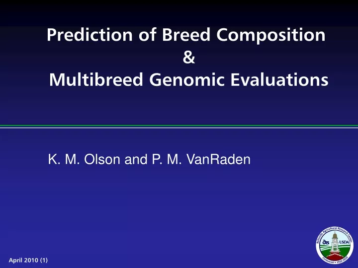 prediction of breed composition multibreed genomic evaluations