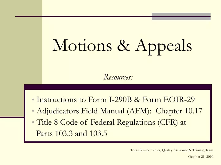 motions appeals