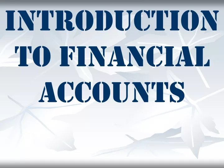 introduction to financial accounts