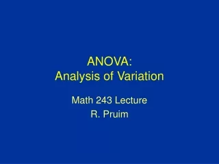 ANOVA: Analysis of Variation