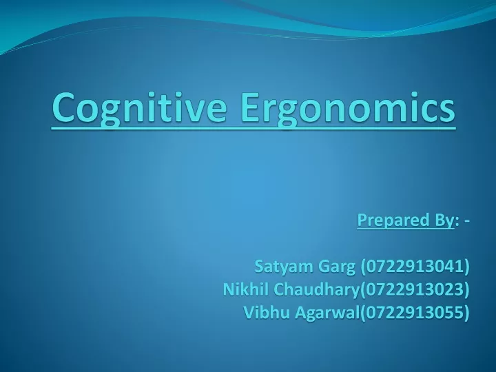 cognitive ergonomics