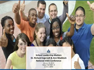 School Leadership Matters Dr. Richard Ingersoll &amp; Ann Maddock National ESEA Conference