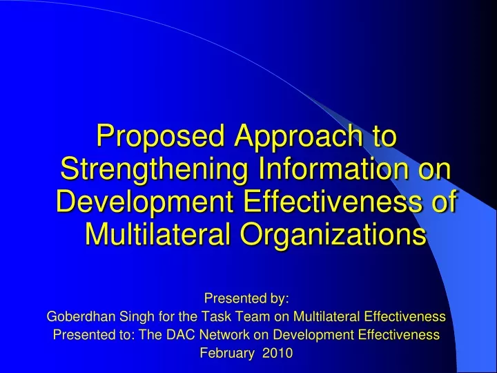 proposed approach to strengthening information