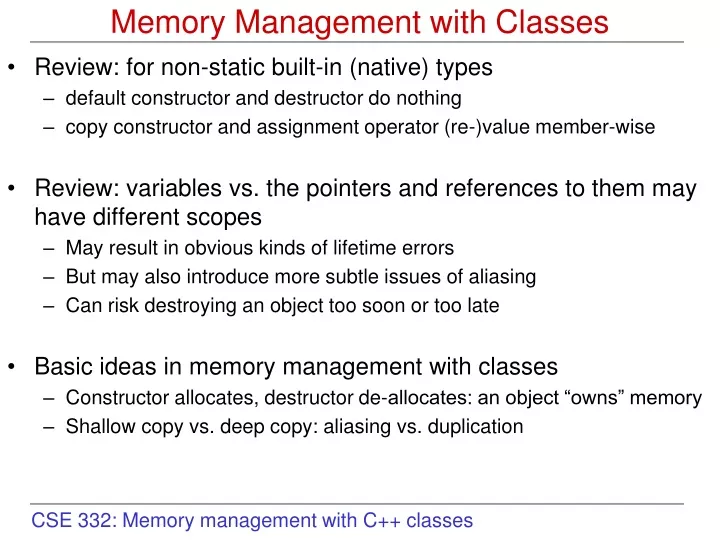 memory management with classes
