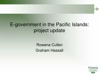 E-government in the Pacific Islands: project update