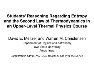 David E. Meltzer and Warren M. Christensen Department of Physics and Astronomy