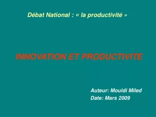 Débat National :  «  la productivité » 