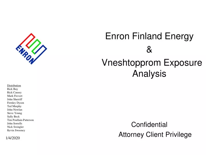 enron finland energy vneshtopprom exposure analysis confidential attorney client privilege