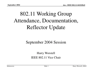 802.11 Working Group Attendance, Documentation, Reflector Update