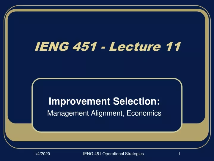 ieng 451 lecture 11