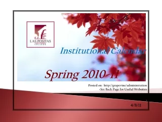 Institutional Calendar   Spring 2010-11 &gt;