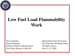 Low Fuel Load Flammability Work
