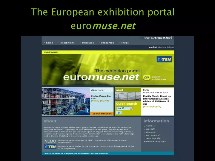 the european exhibition portal euro muse net